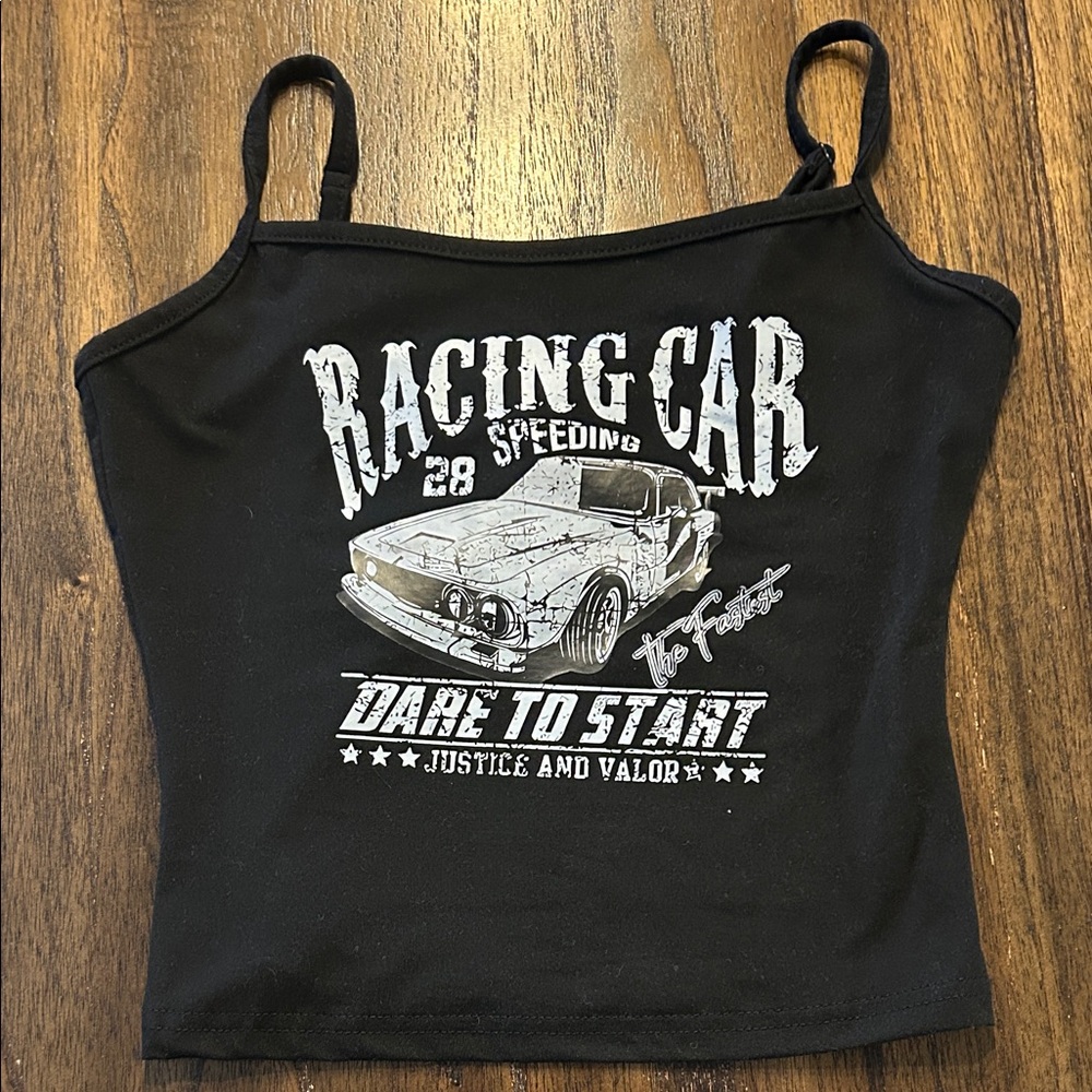 Black Racing Car Graphic Tank Top
